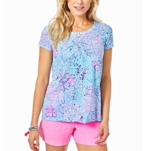 Lilly Pulitzer Etta V-Neck NWT Blue Ibiza Now You Sea Me Top Sz S